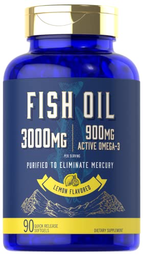 Carlyle Fish Oil 3000mg | 900mg Omega 3 | 90 Softgels | Lemon Flavor | Non-GMO and Gluten Free Supplement